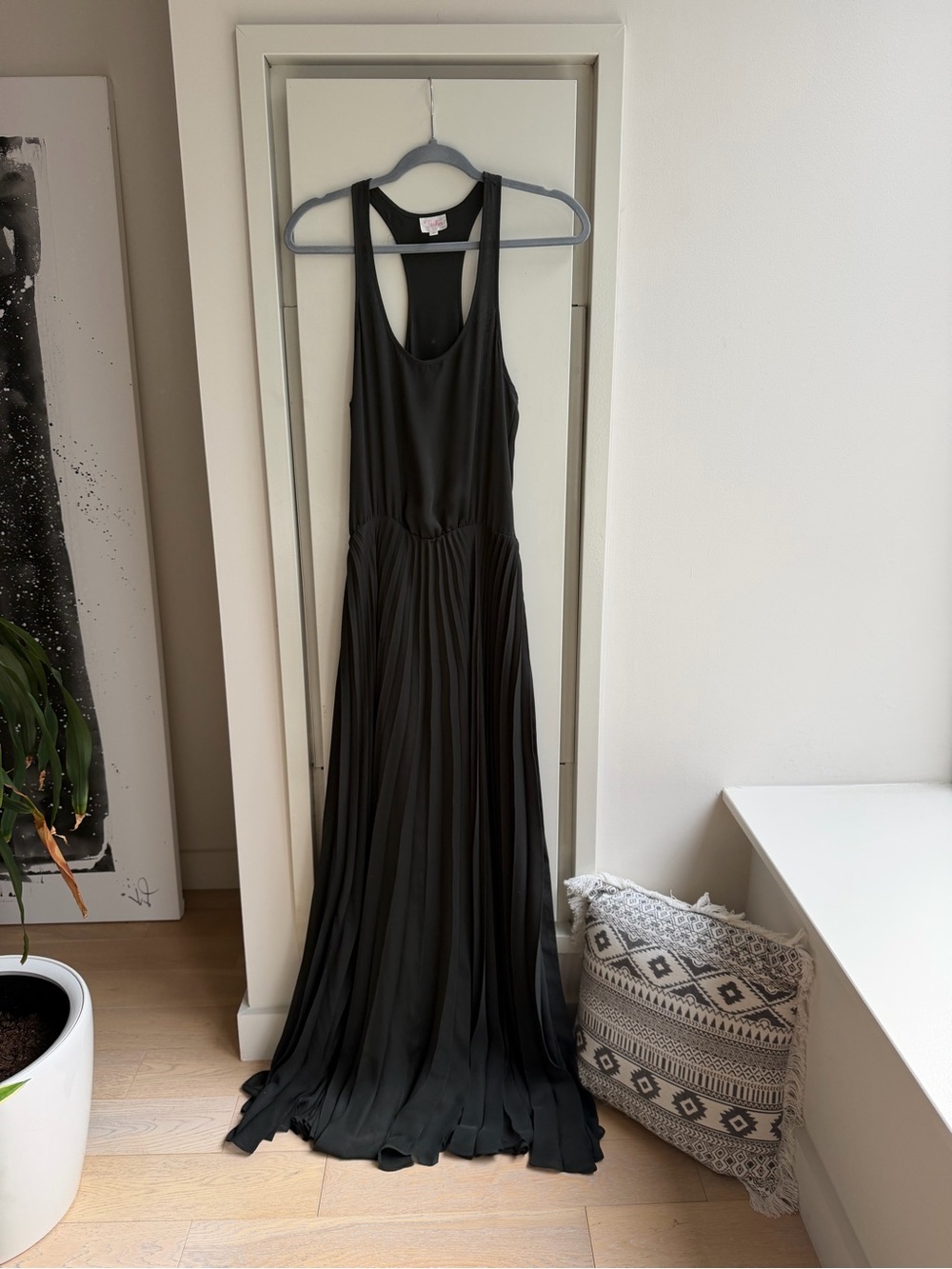Parker Black Pleated Maxi Dress with Racerback
